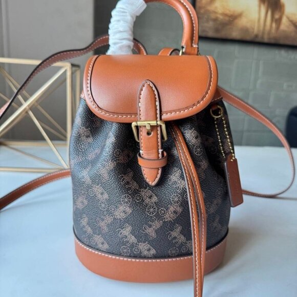 Coach Mini Backpack CAM31 Carriage pattern Saddle Brown from japan free shipping - Picture 1 of 5